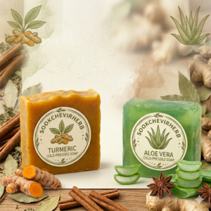 สบู่สมุนไพรกลั่นเย็น (สูตรขมิ้นชันหรือว่านหางจระเข้)